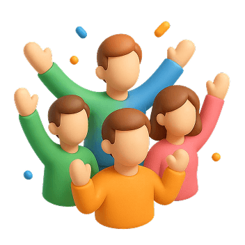 3D people cheering and jumping