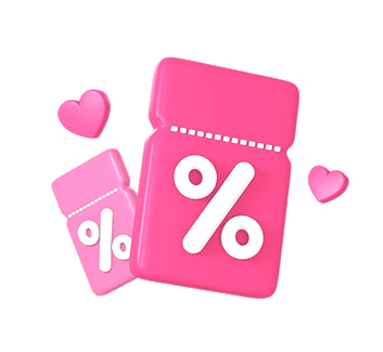 Pink 3D discount coupons floating in smoke